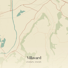 Fototapeta premium Vintage map of Villavard, France.