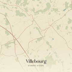 Obraz premium Vintage map of Villebourg, France.