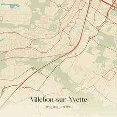 Obraz premium Vintage map of Villebon-sur-Yvette, France.