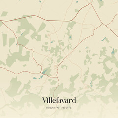 Fototapeta premium Vintage map of Villefavard, France.