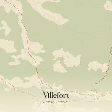 Vintage map of Villefort, France.
