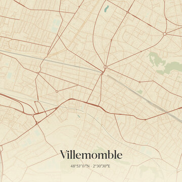 Vintage map of Villemomble, France.