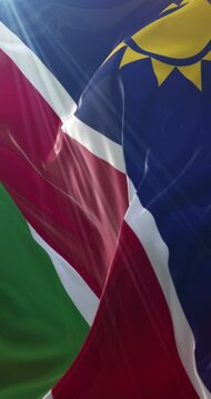 Flag of Namibia. 4K Vertical. Loop