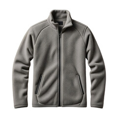 Gray Fleece Jacket Isolated on Transparent Background