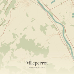 Vintage map of Villeperrot, France. © Rezona
