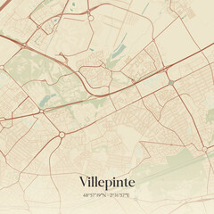 Fototapeta premium Vintage map of Villepinte, France.