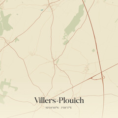 Obraz premium Vintage map of Villers-Plouich, France.