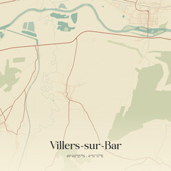 Obraz premium Vintage map of Villers-sur-Bar, France.