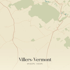 Obraz premium Vintage map of Villers-Vermont, France.