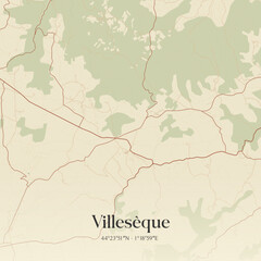 Obraz premium Vintage map of Villesèque, France.