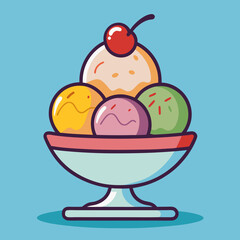 cream, ice, food, dessert, sweet, vector, illustration, fruit, glass, ice cream, cherry, cold, cartoon, chocolate, summer, ice-cream, strawberry, bowl, delicious, tasty, design, cup, fresh, icecream, 