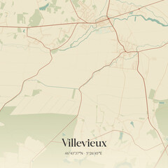 Fototapeta premium Vintage map of Villevieux, France.