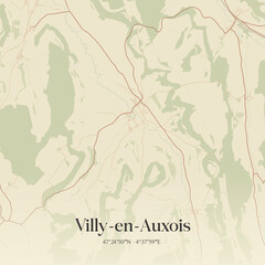 Fototapeta premium Vintage map of Villy-en-Auxois, France.