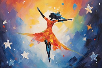 Star on the sky painting art representation.