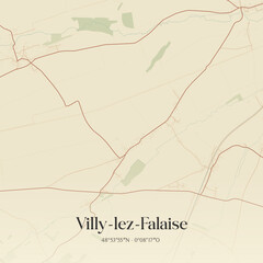 Obraz premium Vintage map of Villy-lez-Falaise, France.