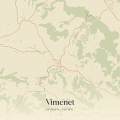 Obraz premium Vintage map of Vimenet, France.