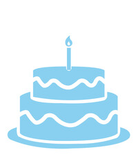 Birthday cake clip art design on plain white transparent isolated background for card, shirt, hoodie, sweatshirt, apparel, tag, mug, icon, poster or badge