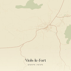 Obraz premium Vintage map of Viols-le-Fort, France.