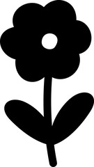 Hand drawn flower silhouette.
Simple cute a flower with leaves silhouette.
Transparent background.