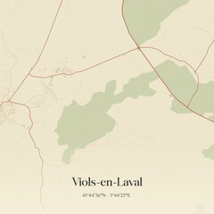 Obraz premium Vintage map of Viols-en-Laval, France.