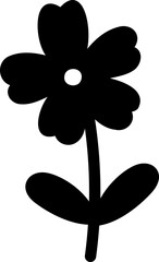 Hand drawn flower silhouette.
Simple cute a flower with leaves silhouette.
Transparent background.