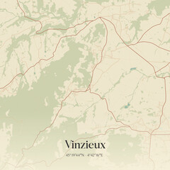 Obraz premium Vintage map of Vinzieux, France.