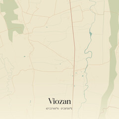Obraz premium Vintage map of Viozan, France.
