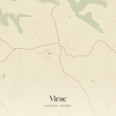 Fototapeta premium Vintage map of Virac, France.