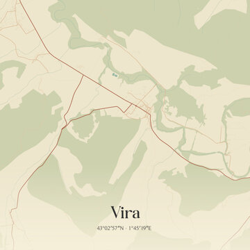 Vintage map of Vira, France.