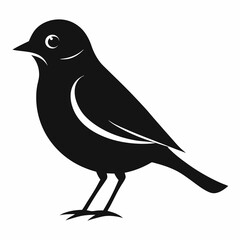 Warbler Bird Silhouette Vector Icon White Background.