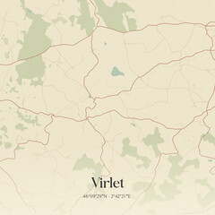 Naklejka premium Vintage map of Virlet, France.