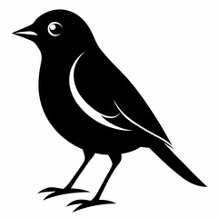 Warbler Bird Silhouette Vector Icon White Background.