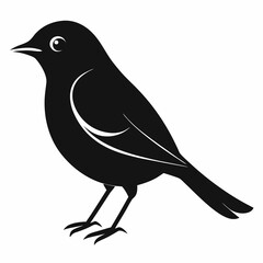 Warbler Bird Silhouette Vector Icon White Background.