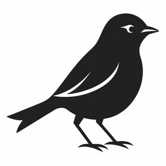 Warbler Bird Silhouette Vector Icon White Background.
