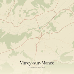 Obraz premium Vintage map of Vitrey-sur-Mance, France.