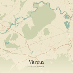 Obraz premium Vintage map of Vitreux, France.