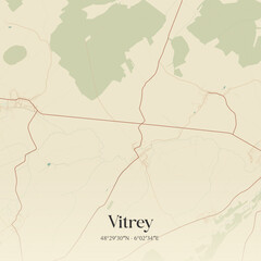 Obraz premium Vintage map of Vitrey, France.