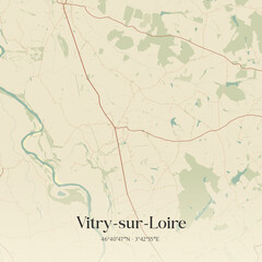 Naklejka premium Vintage map of Vitry-sur-Loire, France.
