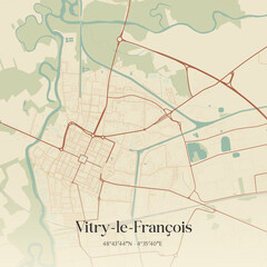 Obraz premium Vintage map of Vitry-le-François, France.