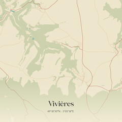 Obraz premium Vintage map of Vivières, France.