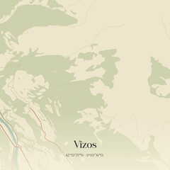 Obraz premium Vintage map of Vizos, France.