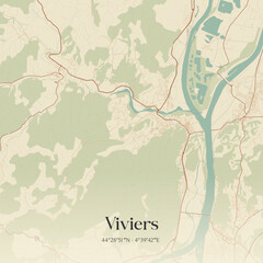 Vintage map of Viviers, France.