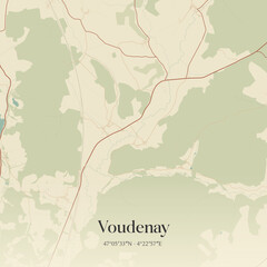 Obraz premium Vintage map of Voudenay, France.