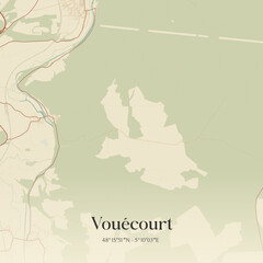 Obraz premium Vintage map of Vouécourt, France.