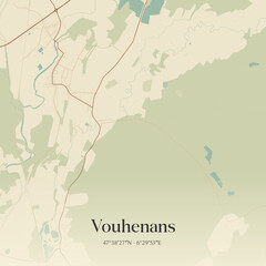 Obraz premium Vintage map of Vouhenans, France.