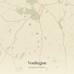 Fototapeta premium Vintage map of Voultegon, France.