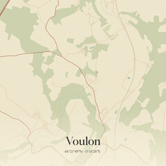 Obraz premium Vintage map of Voulon, France.