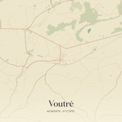 Fototapeta premium Vintage map of Voutré, France.