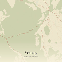 Obraz premium Vintage map of Vouxey, France.