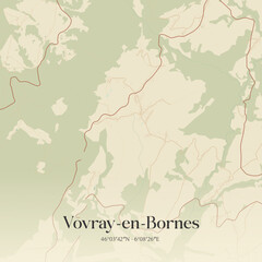 Fototapeta premium Vintage map of Vovray-en-Bornes, France.